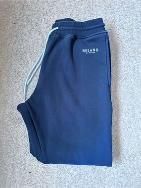 Milano Di Rouge Navy Jogger Pants with Light Blue Drawstring